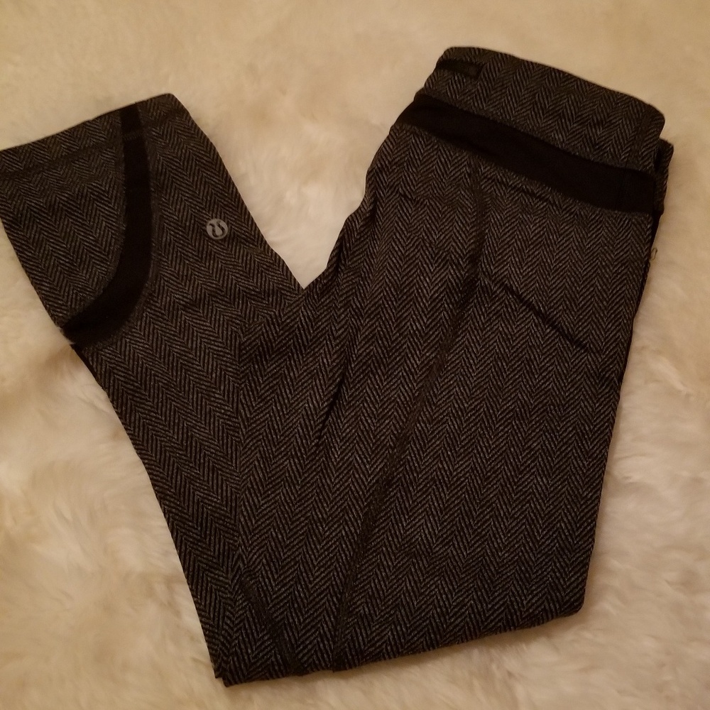 Lululemon Run Inspire Crops Black Herringbone